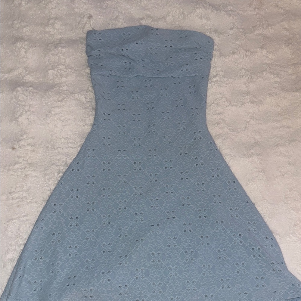 Elegant Blue Strapless Dress